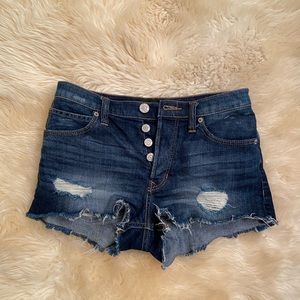 Express Mid Rise Buttonfly Distressed Jeans